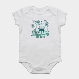 Support Your Local Tiki Bar Vintage Palm Tree on the Beach Vibe Baby Bodysuit